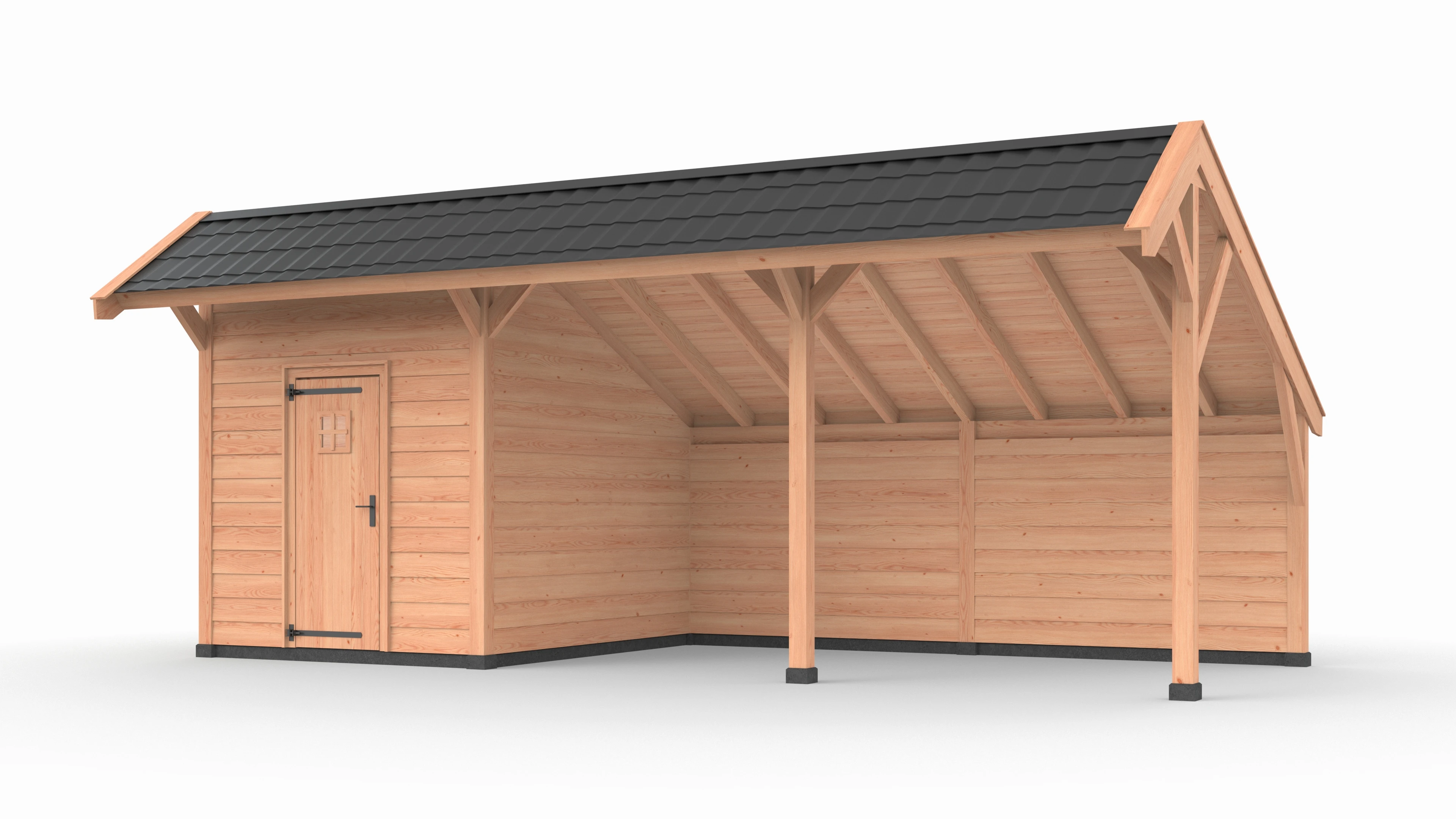 Douglas DIY kapschuur, 750 x 300, met schuur en achterwand, Westwood - Afbeelding 1